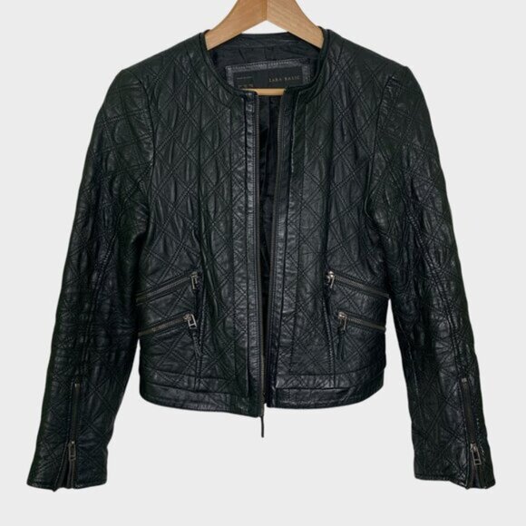 Zara Jackets & Blazers - Zara Lambskin Leather Biker Moto Jacket